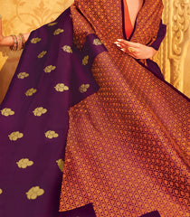 Magenta Handloom Poo Gopuram Silk Saree With Zari Buttas & Rising Temple Motifs-KA16392