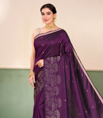 Dark Purple Handloom Soft Silk Saree With Zari Buttas-SO4716