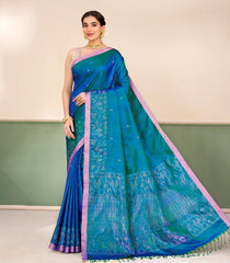 Cyan Handloom Soft Silk Saree With Zari Buttas-SO4717