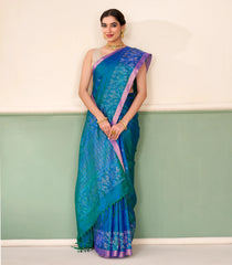 Cyan Handloom Soft Silk Saree With Zari Buttas-SO4717