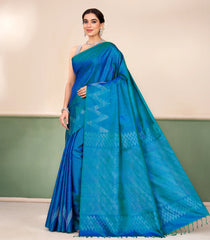 Cyan Handloom Soft Silk Saree With Zari Buttas-SO4717
