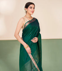 Dark Green Handloom Soft Silk Saree With Zari Buttas-SO4715