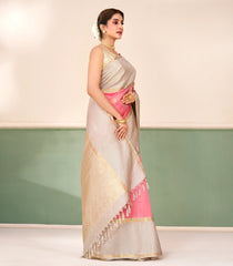 Light Peach Handloom Soft Silk Saree With Zari Buttas-SO4711