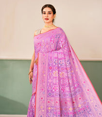 Lavender Handloom Banarasi Jamdhani Saree With Meena Floral Motifs-BE1886
