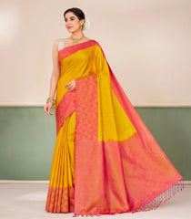 Mustard Handloom Soft Silk Saree With Zari Buttas-SO4718