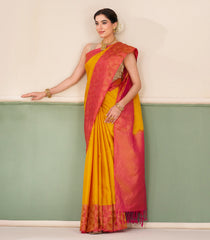 Mustard Handloom Soft Silk Saree With Zari Buttas-SO4718