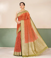 Peach Woven Blended Tissue Silk Saree With Contrast Border-BL6179