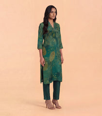Green Abstract Printed Contemporary Kurta Set-RC5684