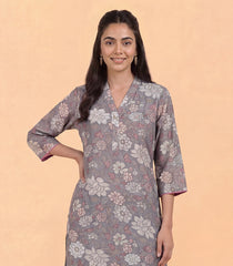 Grey Floral Printed Kurta Set-RC5658