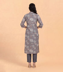 Grey Floral Printed Kurta Set-RC5658