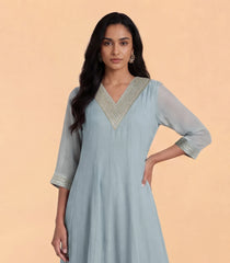 Grey Georgette Festive Anarkali Set -RC5659