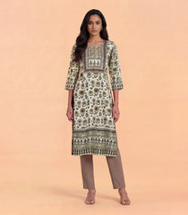 Grey Floral Printed Kurta-KR0878