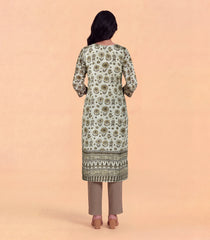 Grey Floral Printed Kurta-KR0878
