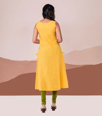 Bright and vibrant  yellow cotton kurta-Yellow-S