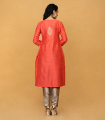 Peach gold Printed Kurta-Peach-XXL