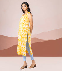 Yellow Printed Kurta-Yellow-M