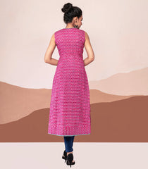 Pink pin tuck cottn kurta -Pink-S