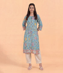 Light Blue Kalamkari Printed Kurta-KR0882