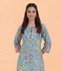 Light Blue Kalamkari Printed Kurta-KR0882