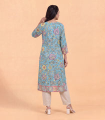 Light Blue Kalamkari Printed Kurta-KR0882
