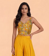 Mustard Festive Printed Corset Sharara Set-RC5647