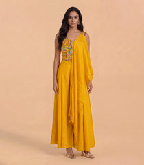 Mustard Festive Printed Corset Sharara Set-RC5647