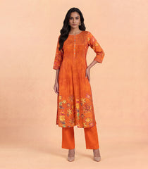 Orange Floral Printed Kurta Set-RC5634