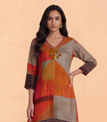 Orange Multi Coloured Printed Kurta Set:-RC5630