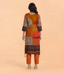 Orange Multi Coloured Printed Kurta Set:-RC5630