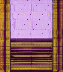 Lavender Handloom Kanchipuram Korvai Silk Saree With Maroon Border-Lavander