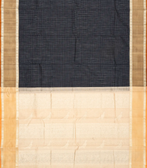 Black Handloom Chirala Silk Cotton With Checks-Black