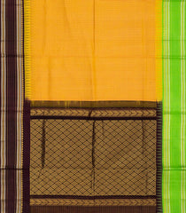 Yellow Handloom Chirala Silk Cotton Saree With Checks-Yellow