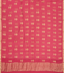 Peach Woven Mysore Chiffon Silk Saree With Floral Motifs-Peach