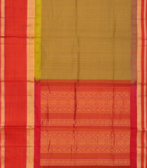 Beige Handloom Chirala Silk Cotton Saree With Checks-Beige