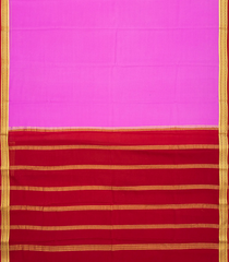 Bubblegum Pink Mysore Plain Crepe Silk Saree With Contrast Red Border-BubbleGum Pink