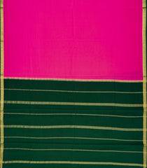 Hot Pink Mysore Plain Crepe Silk Saree With Contrast Pallu-Hot Pink