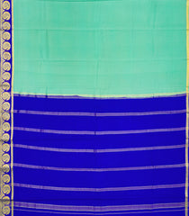 Aquamarine Mysore Plain Crepe Silk Saree With Blue Border-Aquamarine