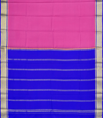 Light Peach Mysore Plain Crepe Silk Saree With Blue Border-Light Peach