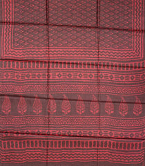 Dark Grey Handloom Tussar Silk Saree With Printed Floral Motifs-Dark Grey