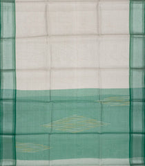 Grey Blended Tussar Tissue Saree With Green Border-Grey