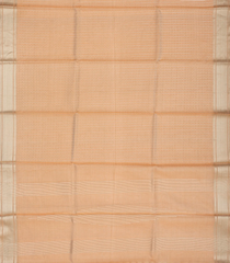 Peach Blended Tussar Tissue Saree With Silver Zari Border-Peach