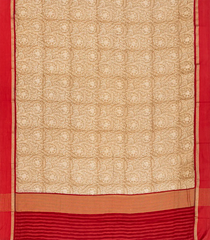 Beige Chanderi Cotton Saree With Printed Floral Motifs-Beige