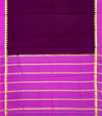 Burgundy Mysore Plain Crepe Silk Saree With Pink Border-Burgundy