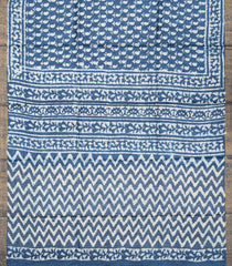 Steel Blue Handloom Tussar Silk Saree With Printed Floral Motifs-Steel Blue