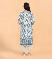 Pastel Blue Floral Printed Kurta-KR0877