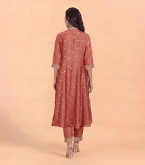 Pastel Peach Gold Zari Anarkali Set -RC5649