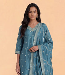 Pigeon Blue Festive Anarkali Set -RC5661