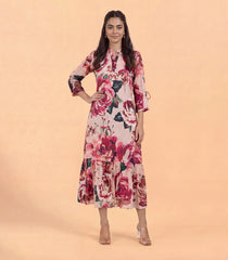 Pink Floral Printed Dress-DR0114