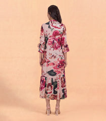 Pink Floral Printed Dress-DR0114