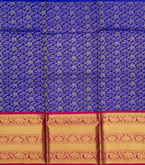 Violet Handloom Silk Pavadai Material With Floral Vine Motifs (1.1 Meter)-Violet